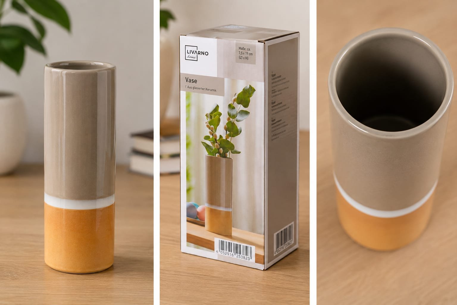 Vaza ceramica decorativa Livarno Home – Design modern, bej