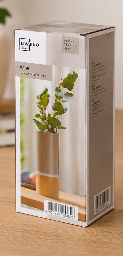 Vaza ceramica decorativa Livarno Home – Design modern, bej - imagine 2