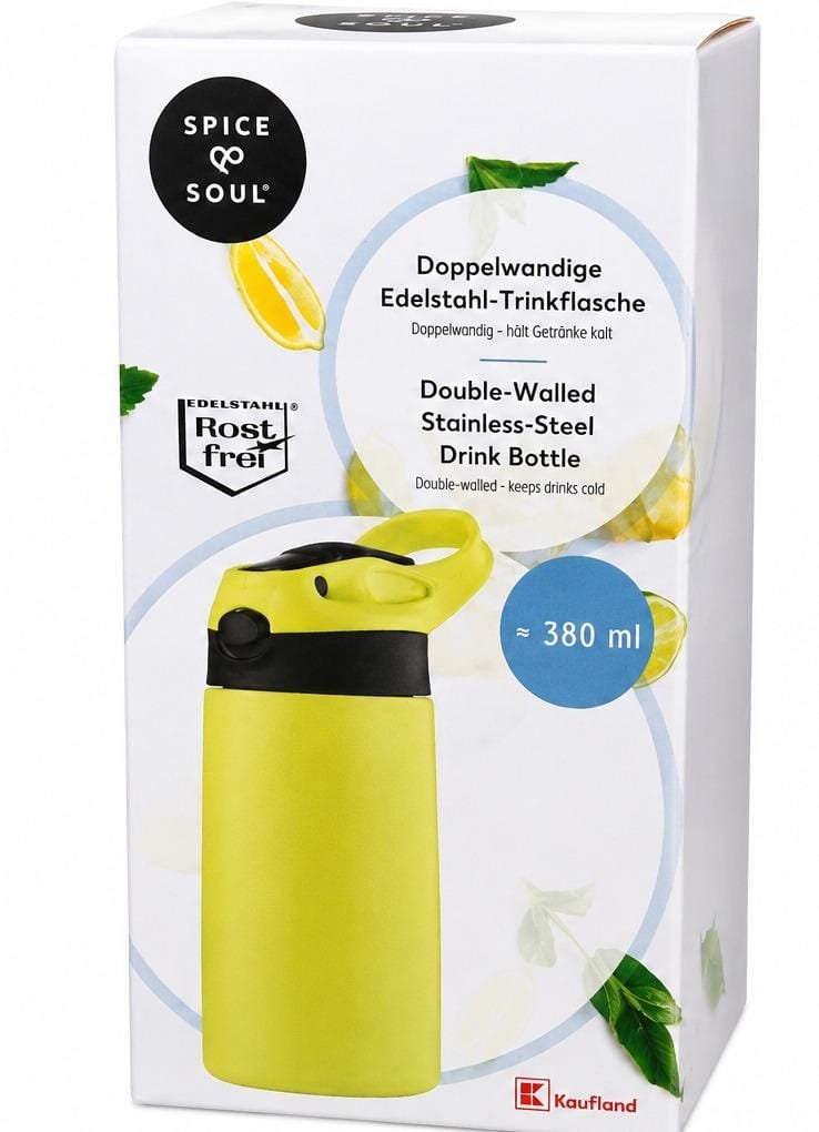 Sticla Termica din Inox Spice & Soul 380 ml – Izolatie Dubla, Galben - imagine 2