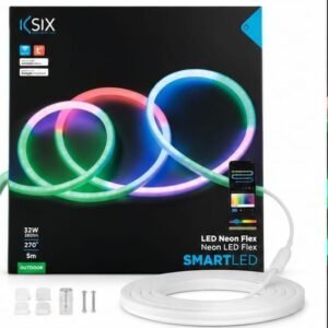 Banda LED inteligentă KSIX SmartLED RGB, Wi-Fi și Bluetooth, 5 m, IP65, 32 W, compatibilă Alexa și Google Assistant