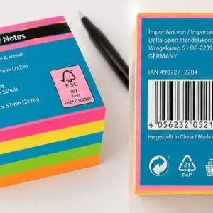 Set Notes Autoadezive Neon Crelando – 480 File, 76 × 76 mm
