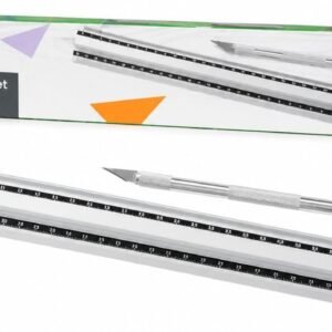 Set Crelando pentru taiere si hobby – 7 piese (rigla metalica, cutter, lame de rezerva si planta de taiere)