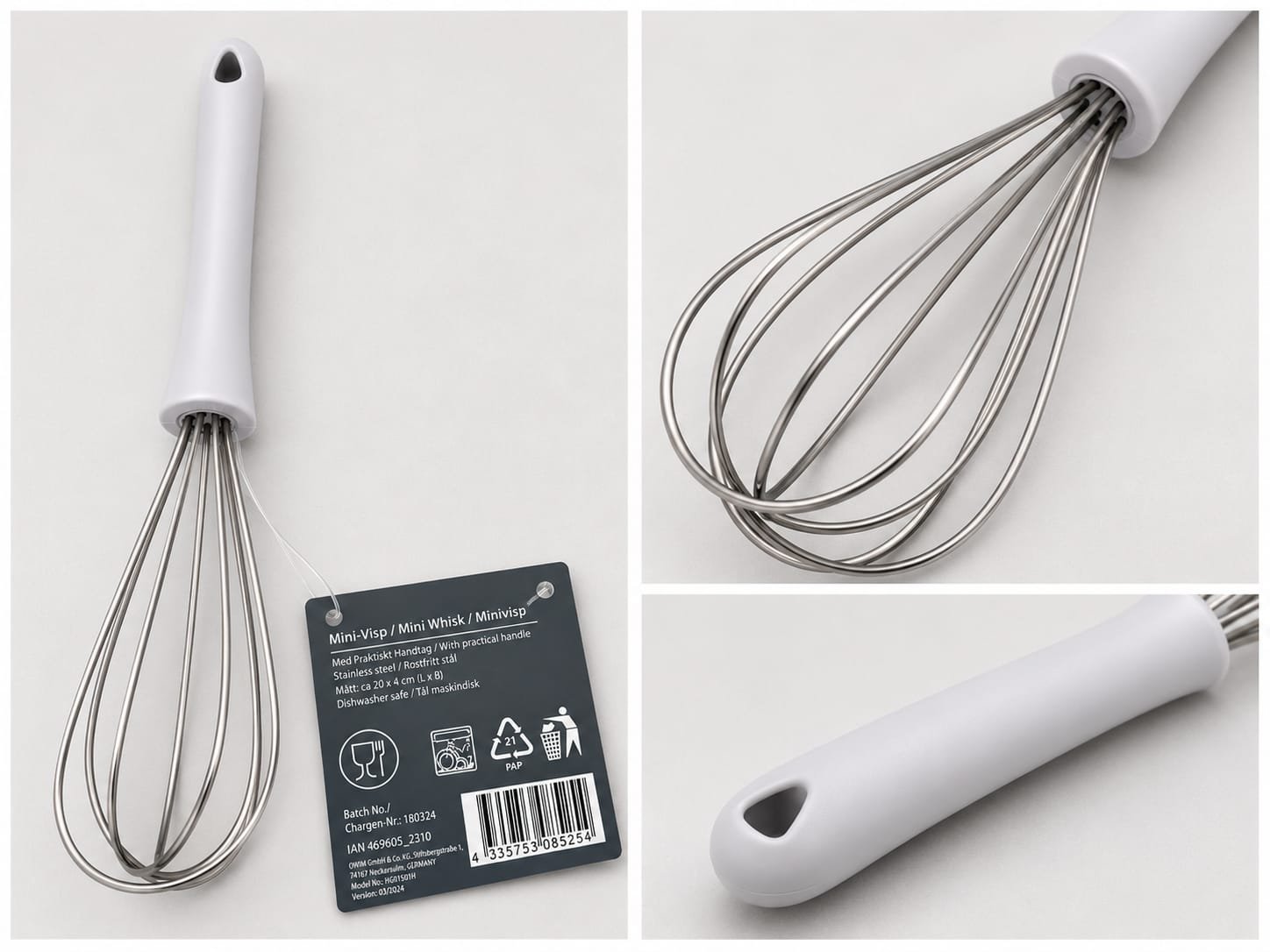 Tel de bucatarie din inox cu mâner ergonomic – ideal pentru amestecat si batut oua, creme si sosuri