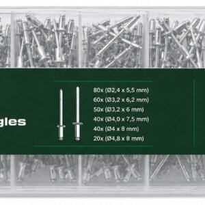 Set nituri oarbe (pop nituri) PARKSIDE – 320 piese, dimensiuni diverse, în cutie compartimentata