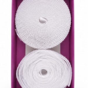 Banda autoadeziva tip arici (Velcro) – Set 2 role, alb, reutilizabila