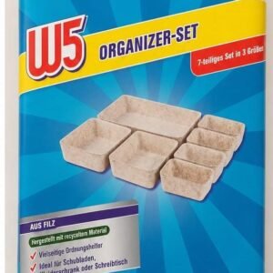 Set organizatoare W5 pentru sertare – 7 piese, din material textil/fetru