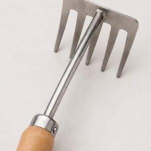 Grebla pentru gradina Parkside – 5 dinti, inox, mâner din lemn