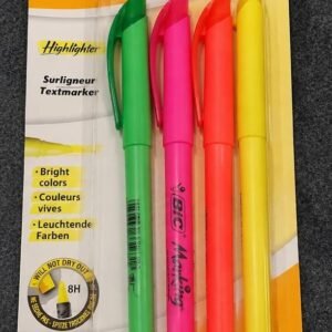 Set 4 markere evidentiatoare BIC Highlighter Grip – culori fluorescente