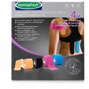 Banda kinesiologica Sensiplast, 4 role a câte 5 m fiecare, banda de sustinere pentru leziuni musculare