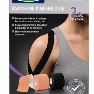 Benzi de kinesiologie Sensiplast, 2 × 5 m × 5 cm – Bej/Negru