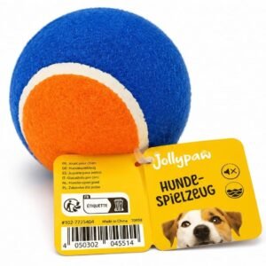 Minge de tenis pentru câini, jucarie rezistenta pentru aport, albastru/portocaliu