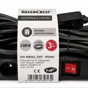 Prelungitor SilverCrest – set 2 bucati, cablu 1,4 m, 3 prize, culoare neagra, 3680 W.