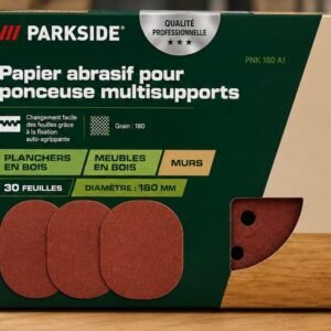Set 30 discuri abrazive PARKSIDE Ř180 mm – Granulatie P180, pentru slefuit lemn si metal