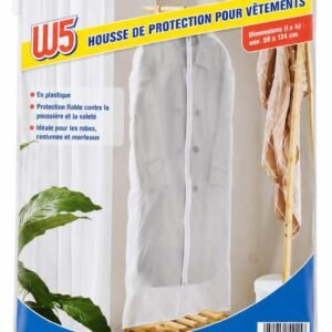 Husa de protectie pentru haine W5, 59 × 134 cm, cu fermoar – Noua
