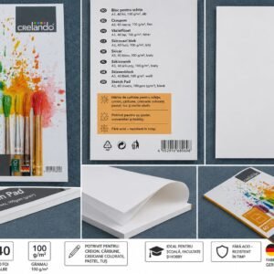 Bloc de desen Crelando A3 – 40 file, 100 g/mp, alb