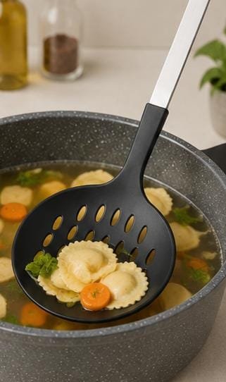 Spumiera / lingura perforata SILVERCREST din nylon si inox – pentru scos alimente din apa sau ulei - imagine 3