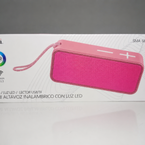 Boxă Portabilă Bluetooth Pro Stima SMA-6602 Roz cu Iluminare LED RGB, Bluetooth 5.3, USB, TF și Curea de Transport
