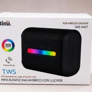 Boxă Portabilă Wireless Pro Stima SAB-A427 cu Iluminare RGB, Bluetooth 5.3, TWS, FM, USB și microSD, Hands-Free
