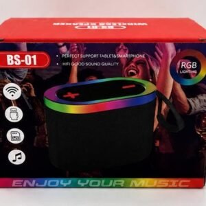 Boxă Portabilă Bluetooth BS-01 cu Iluminare RGB, USB, microSD și Curea de Transport, Negru