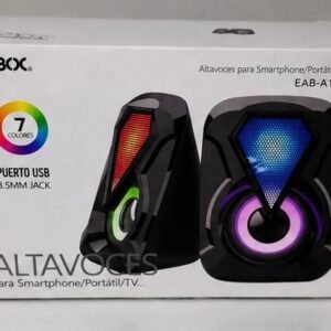 Set Boxe Multimedia EBOX EAB-A122 cu Iluminare LED RGB (7 Culori), Alimentare USB și Jack 3,5 mm, pentru PC, Laptop, TV și Smartphone