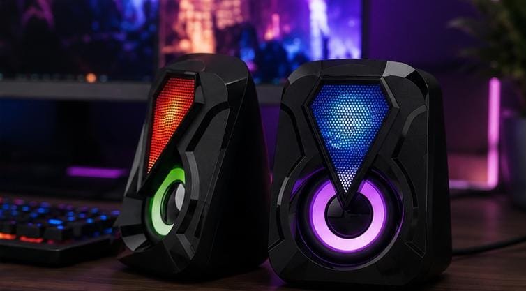 Set Boxe Multimedia EBOX EAB-A122 cu Iluminare LED RGB (7 Culori), Alimentare USB și Jack 3,5 mm, pentru PC, Laptop, TV și Smartphone - imagine 3