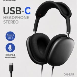 Căști Stereo Stima Pro SAB-A467 – USB-C, cu Microfon Integrat, On-Ear, Compatibile cu Laptop, Tabletă și Smartphone, Negre