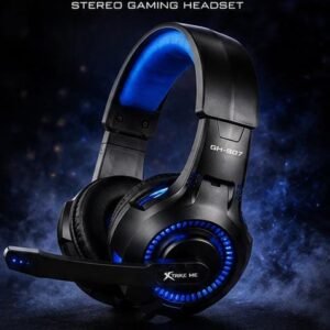 Căști Gaming Xtrike Me GH-507 Backlit – Iluminare LED Albastră, Microfon Reglabil, Stereo, Compatibile PS5, PS4, PC și Laptop, Negru/Albastru