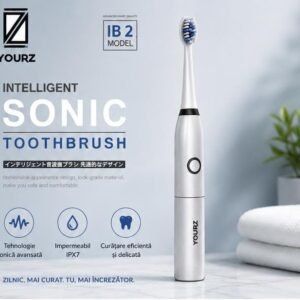 Periuță de Dinți Electrică Sonică YourZ IB2 – Reîncărcabilă, cu 2 Capete Incluse, Curățare Inteligentă, Albă