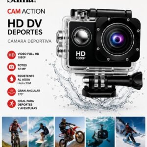 Cameră Sport Stima Pro ECD-6301 – Full HD 1080P, Carcasă Waterproof, Ideală pentru Ciclism, Moto, Schi și Sporturi Extreme, Negru