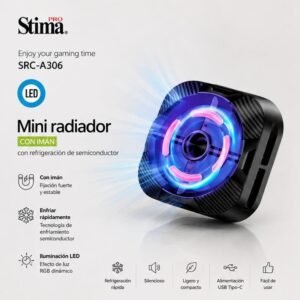 Mini Cooler Magnetic Pro Stima SRC-A306 pentru Telefon, Răcire cu Semiconductor, Ventilator LED RGB, Compatibil MagSafe și Gaming
