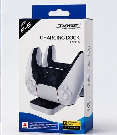Stație de Încărcare Dobe pentru Controler PlayStation 5 (PS5), Charging Dock Rapid, Suport de Încărcare pentru DualSense, Negru/Alb - imagine 3