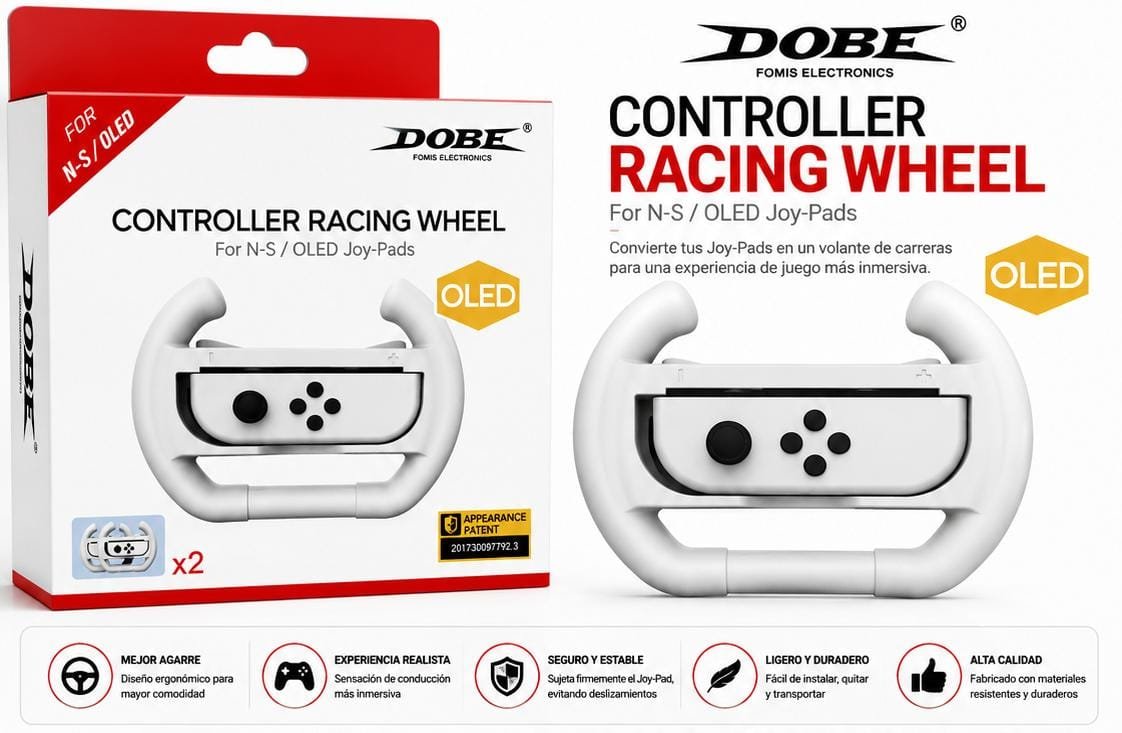 Set 2 Volane DOBE pentru Joy-Con Nintendo Switch și Switch OLED – Controller Racing Wheel, Compatibile, Negre