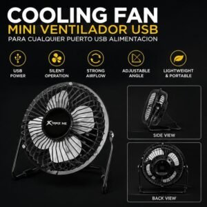 Ventilator USB XTRIKE ME FN-808 – Mini Ventilator de Birou, Alimentare USB, Silențios, Negru