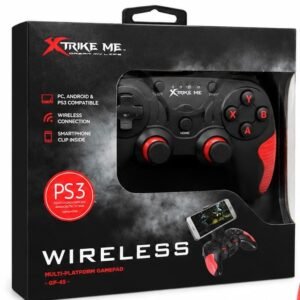 Controller Wireless XTRIKE ME GP-45 – Gamepad Bluetooth pentru PS3, PC și Android, cu Suport Telefon, Negru/Roșu