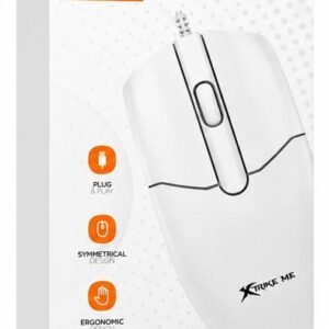Mouse Office XTRIKE ME GM-124WH – Mouse cu Fir USB, Design Ergonomic, Plug & Play, Alb