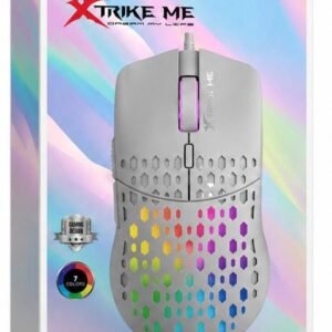 Mouse Gaming XTRIKE ME GM-209W – 8000 DPI, Iluminare RGB 7 Culori, Design Honeycomb Ultra-Ușor, Alb