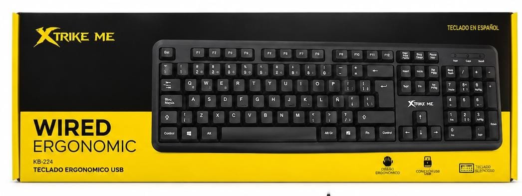 Tastatură cu fir Xtrike Me KB-224, USB, layout complet, design ergonomic, compatibilă Windows, Negru