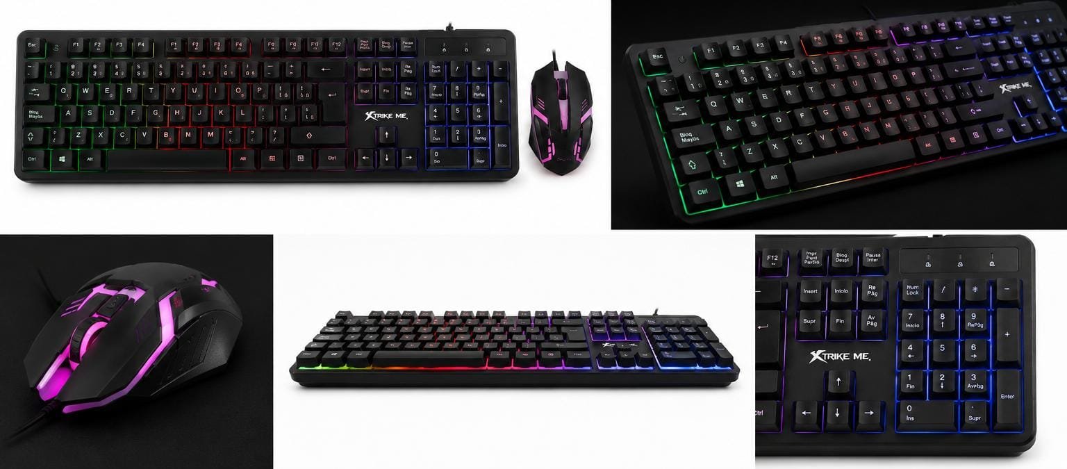 Kit Gaming Xtrike Me MK-201, tastatură și mouse cu fir USB, iluminare Rainbow, design ergonomic, compatibil Windows, Negru - imagine 2