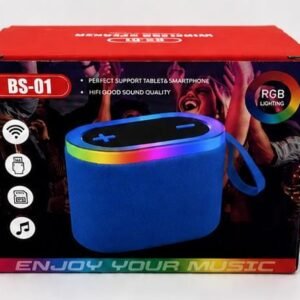 Boxă Portabilă Bluetooth BS-01 cu Iluminare RGB, USB, microSD și Curea de Transport, Albastru