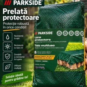 Prelată de protecție multifuncțională PARKSIDE – 4 × 5 m, 100 g/m², impermeabilă și rezistentă UV