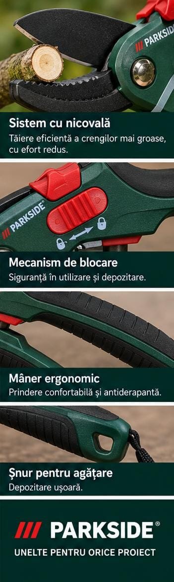 Foarfece Parkside pentru trandafiri, foarfece pentru crengi, foarfece pentru nicovală, foarfece de grădină, foarfece pentru flori, robuste - imagine 2