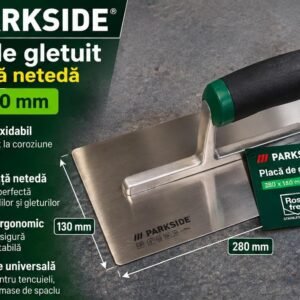 Gletieră Netedă PARKSIDE din Oțel Inoxidabil – 280 × 130 mm, Mâner Antiderapant