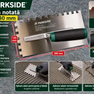 Gletieră Zimțată PARKSIDE din Oțel Inoxidabil, 280 × 130 mm