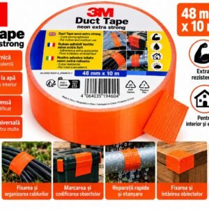 Bandă Adezivă Extra Rezistentă 3M Duct Tape 48 mm × 10 m – Portocaliu