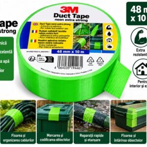 Bandă Adezivă Extra-Rezistentă 3M Duct Tape Neon Verde – 48 mm × 10 m