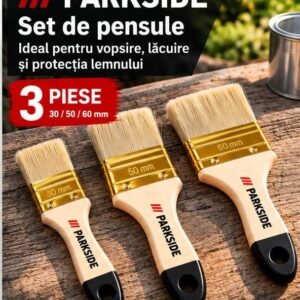 Set 3 Pensule Late PARKSIDE Negru – 30, 50 și 60 mm, pentru Vopsea și Lac