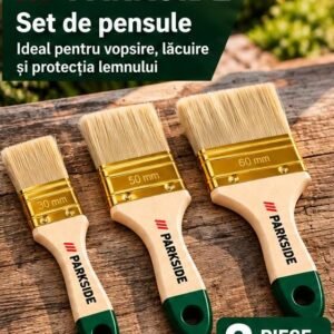 Set 3 Pensule Late PARKSIDE Verde – 30, 50 și 60 mm, pentru Vopsea și Lac