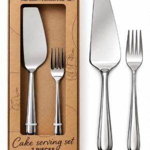 Set pentru servirea tortului din otel inoxidabil - 7 piese (6 furculite + 1 spatula)
